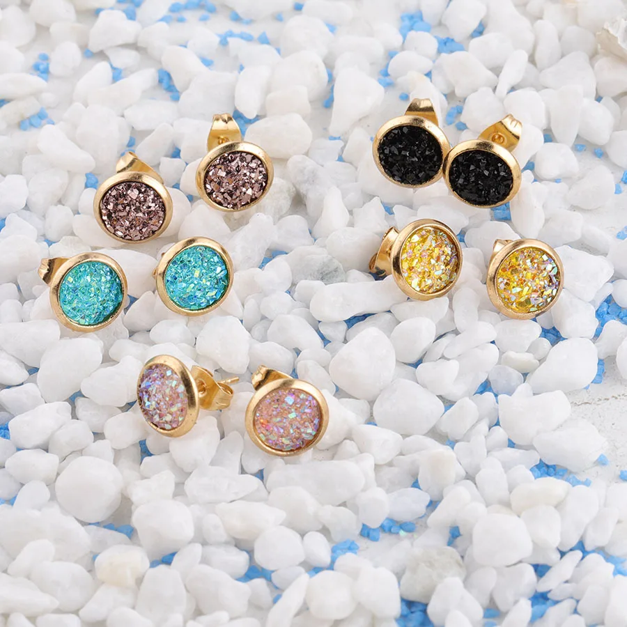 Новинка винтажная имитация камня круглая звездное небо Гипсофила серьги