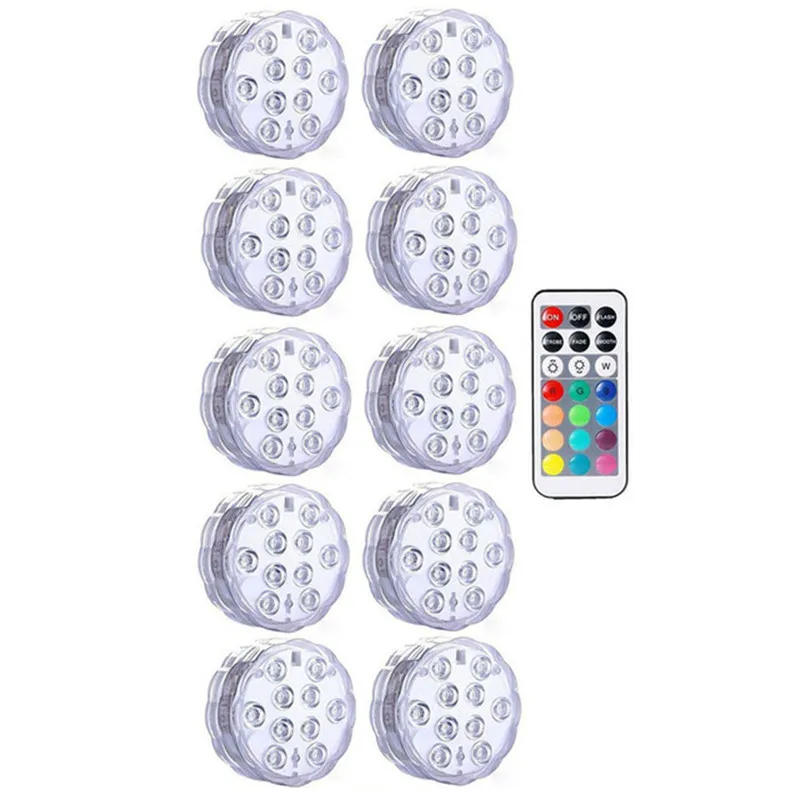 10 lamp 1 controller 10 светодиодный s RGB погружной светодиодный фонарь для использования под водой светодиодный ночник чайная ваза-лампа аквариум для бассейна свет для сада Weddin - Испускаемый цвет: 10 lamp 1 controller