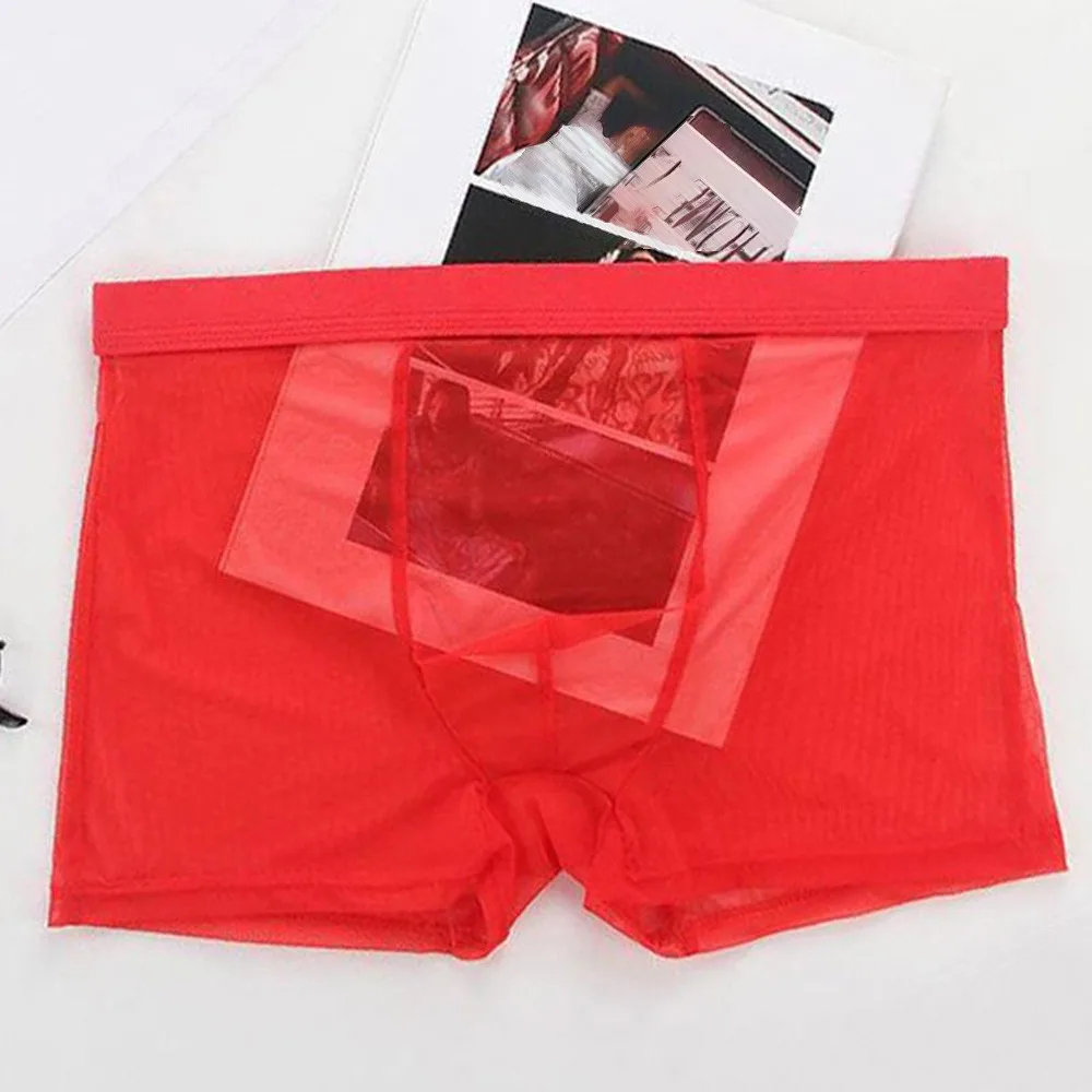 

Men Briefs Mesh Sexy Boxer Thin Transparent Underwear Shorts-Trunks Underpants Gays Clothes Sissy Panties Fashion Bottom Panties