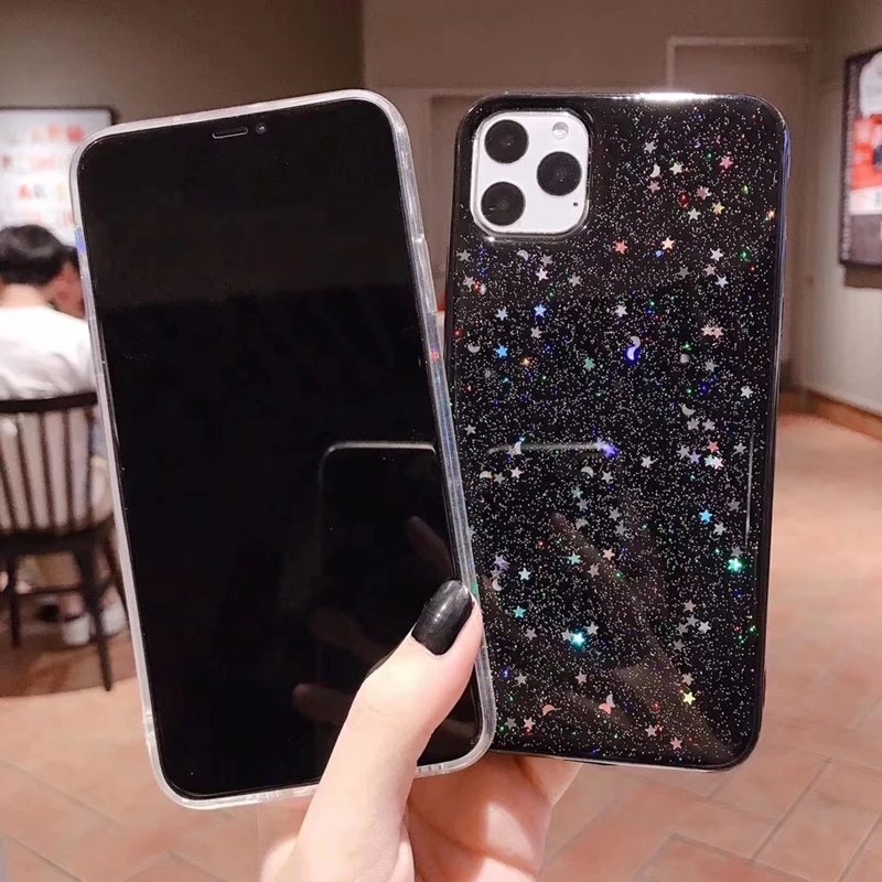Блестящий чехол для iPhone 12 11 Pro Max 6 6s 8 7 Plus XR X XS SE 2020 блестящий мягкий прозрачный