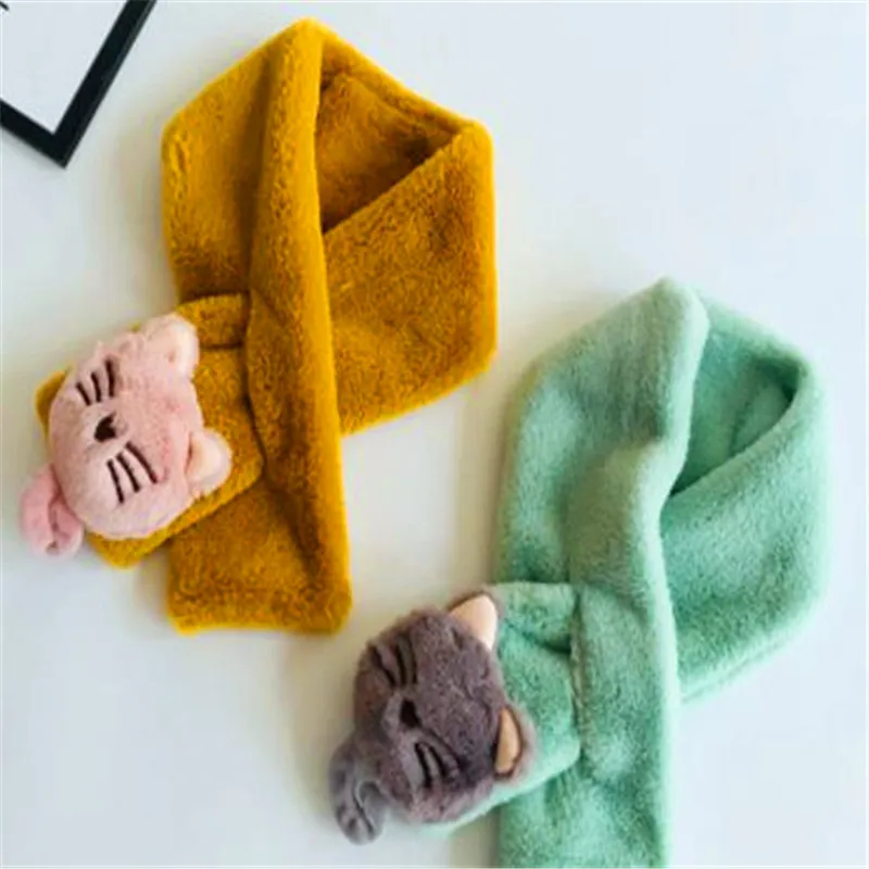 Детский мультяшный пушистый шарф для девочек на осень и зиму maomao кошачий