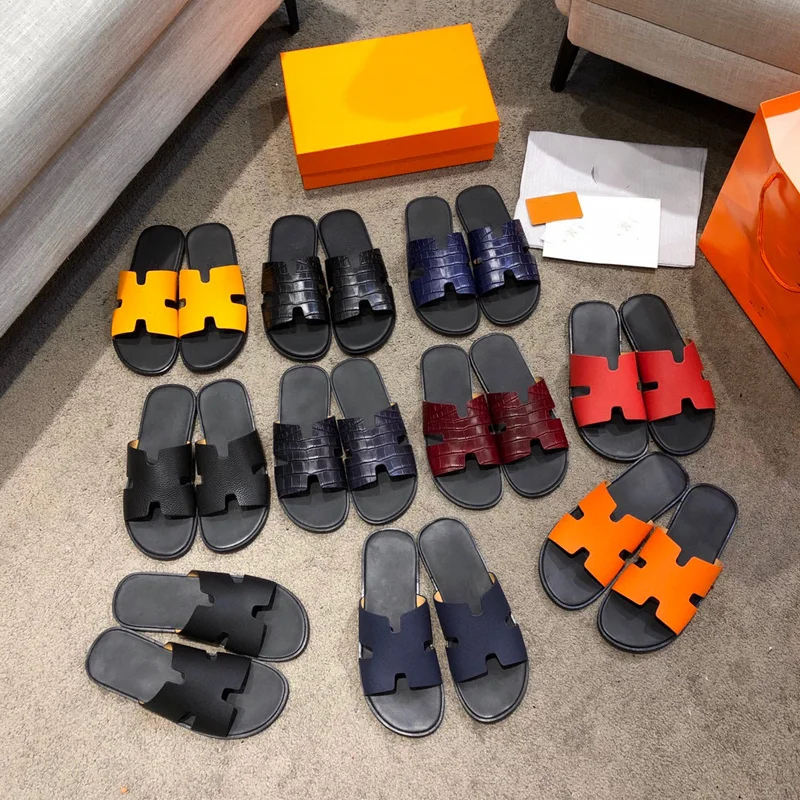 

Designer Calfskin Original Fashion Men's Shoes 10 Color Hot Sale Cassic slippers Summer Men Shoes Non-slip Casual Sandals