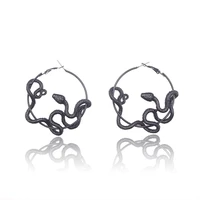 punk antique animal black snake earrings crazy twining snake hoop earrings personality statement earrings party jewelry