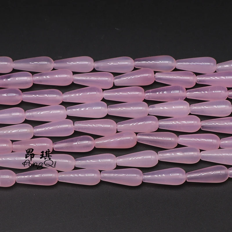 

Natural Gem Stone Pink Agates Drop shaped 8x20mm Rondelle Crystal Loose Spacer Round Beads for Jewelry Making Charm Bracelets