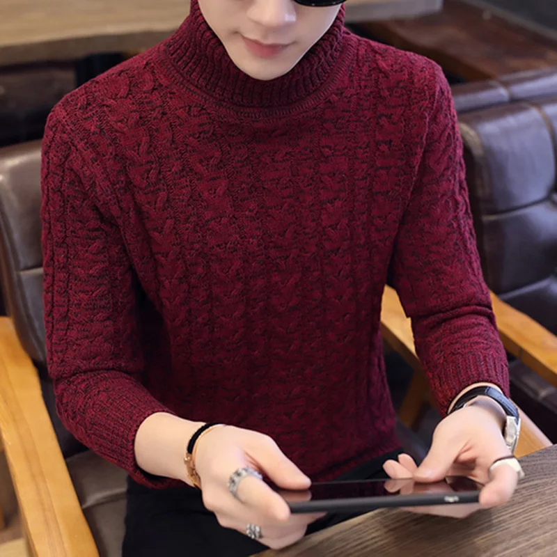 Мужская водолазка с высоким воротником LEFT ROM 2019 однотонный Повседневный свитер