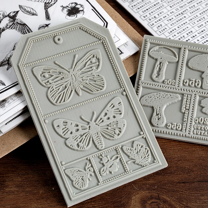 Винтажные буквенные бутылки Бабочка печать растения DIY губка Резиновые Марки для