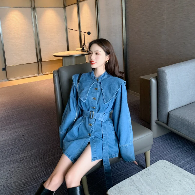 Весенняя длинная стильная блузка GRUIICEEN женская рубашка с поясом воротником Питер