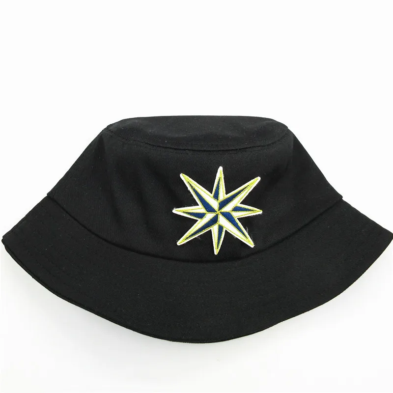 

2021 Star Embroidery Cotton Bucket Hat Fisherman Hat Outdoor Travel Hat Sun Cap Hats for Men and Women 259