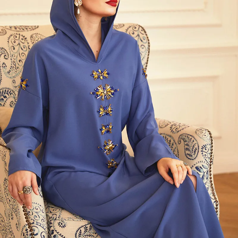 

Abaya Dubai Turkey 2021 Beading Muslim Dress Islam Dress Abayas Women Vestidos Robe Longue Vetement Femme Musulman De Mode