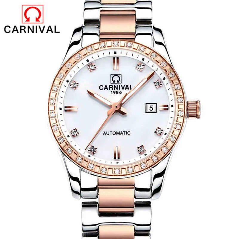 Carnival Brand Luxury Women Mechanical Watch Ladies Fashion Waterproof Sapphire Luminous Automatic Wristwatches Reloj Mujer 2023