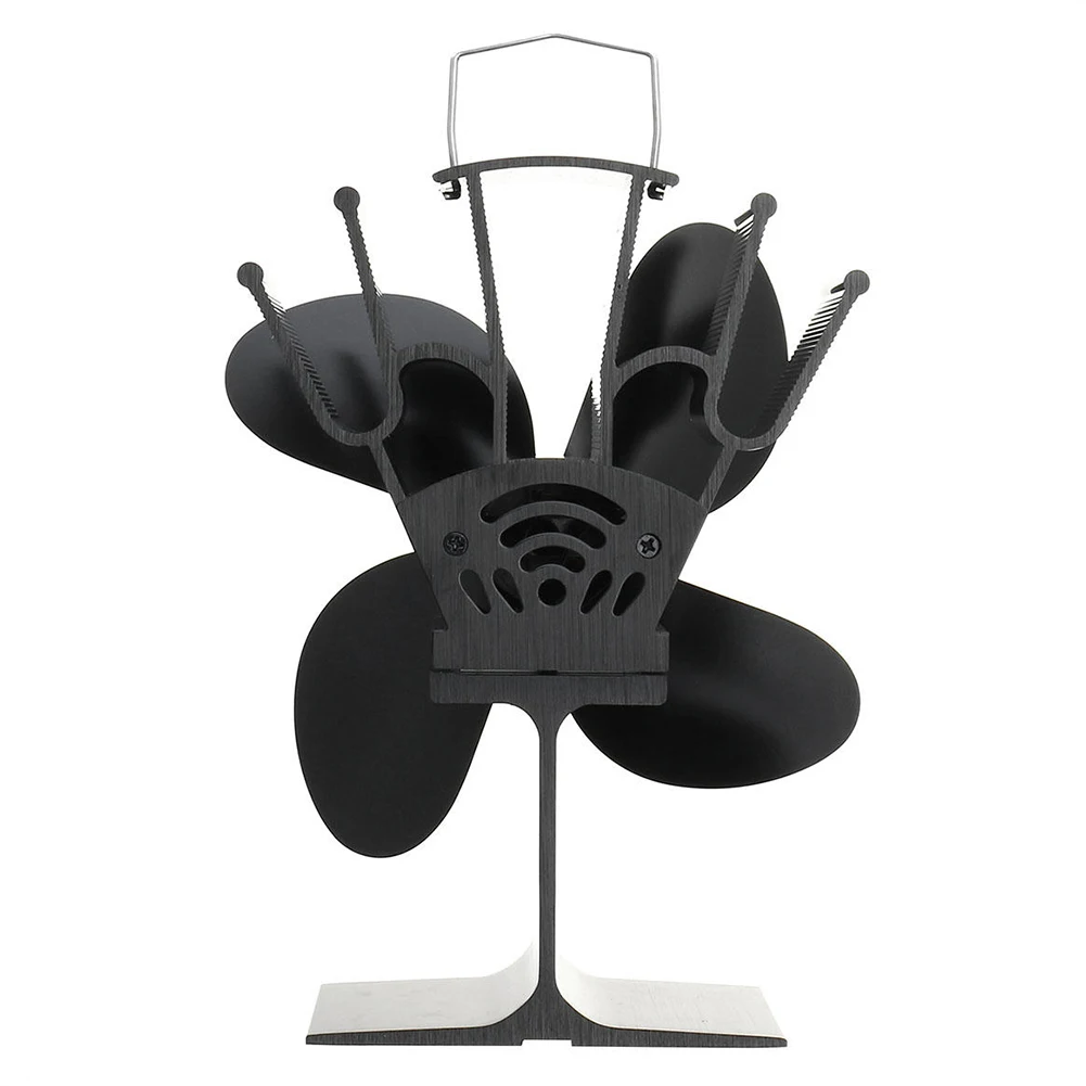 

4 Blades Efficient Heat Distribution Home Fireplace Black Fireplace Stove Fan Quiet Home Safe Wood Burning Stove Eco-fan