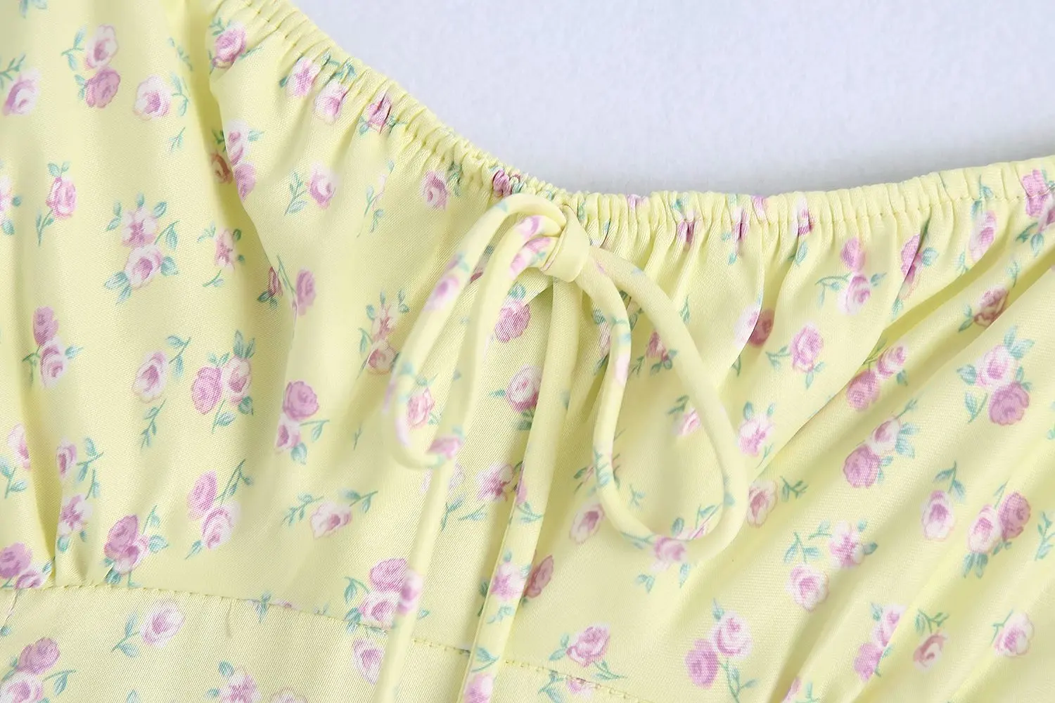 

Silk Satin Texture Floral Sling Women's Dress Sleeveless Sweet Chic Pastoral Style Female Dress