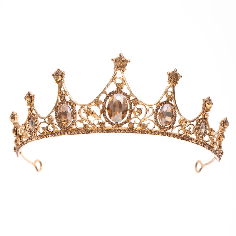 

Champagne Rhinestone Crown Headband Princess Birthday Show Headdress Accessories