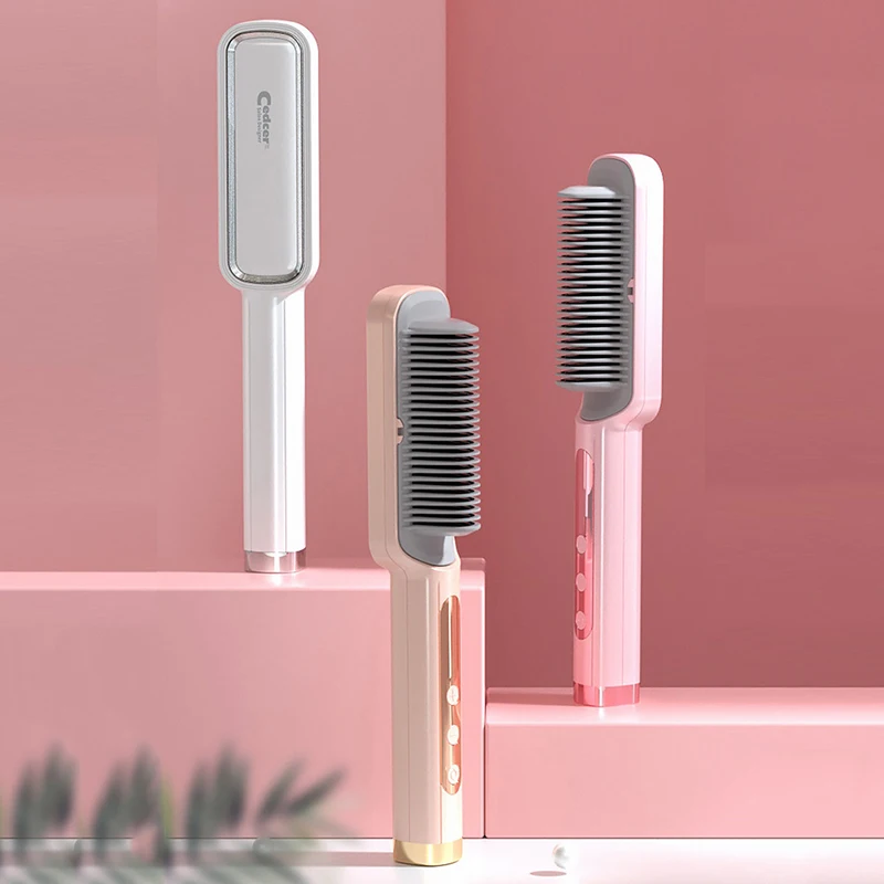 

Hair Curler Comb Hair Straightener Flat Iron Straightening Brush Hot Heating Comb Hair Straight Styler Corrugation Curling Iron