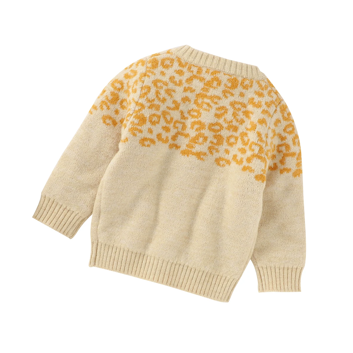 Осенний кардиган для маленьких девочек свитер с длинным рукавом и леопардовым