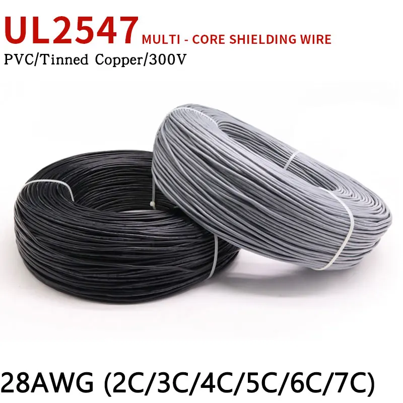 

1M 28AWG UL2547 Shielded Wire Signal Cable 2 3 4 5 6 7 8 Cores PVC Insulated Tinned Copper Channel Audio Control Shielding Wire