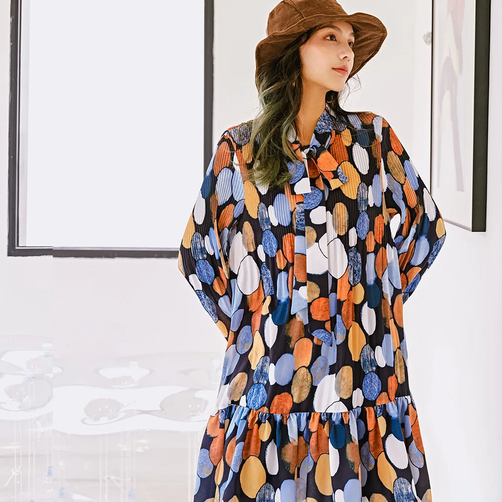 Платье LANMREM женское свободное с принтом модная рубашка во французском стиле