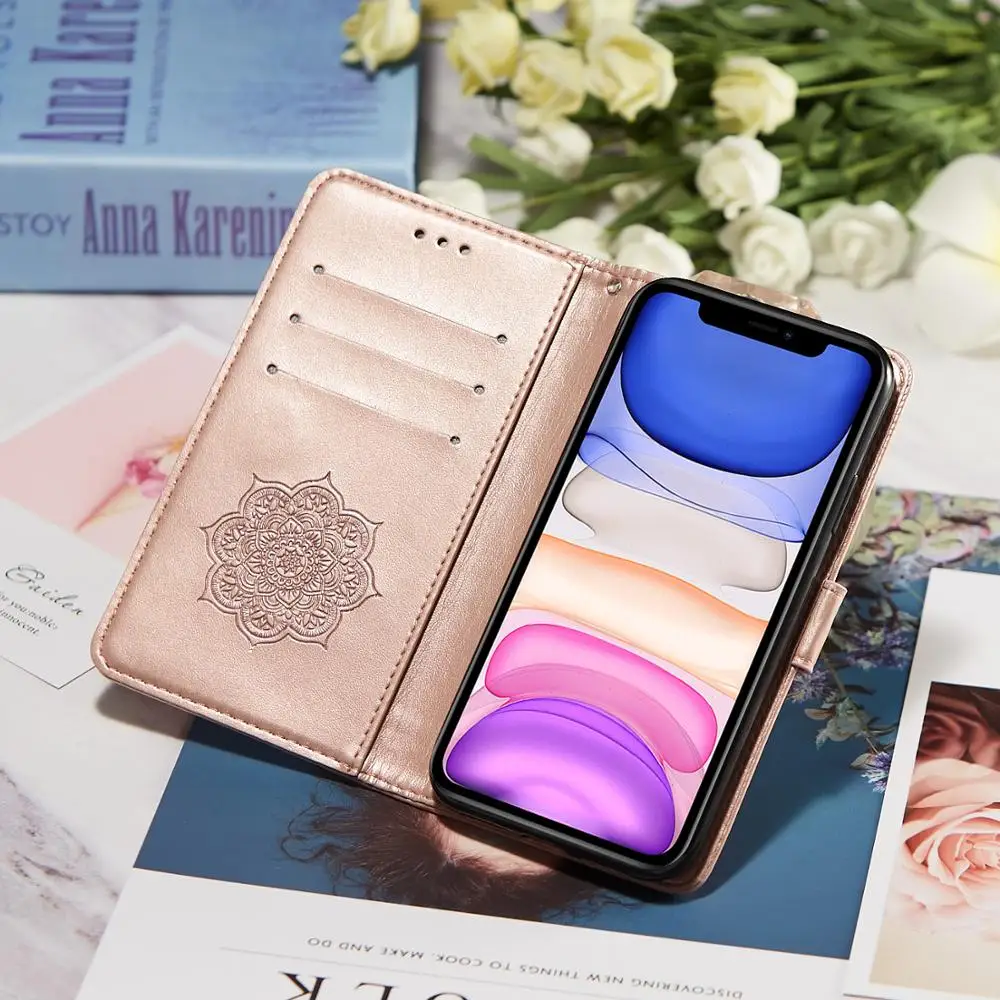 Роскошный чехол-книжка из искусственной кожи для iphone 11 Pro Xs Max Xr 8 7G 6s Plus с цветочным