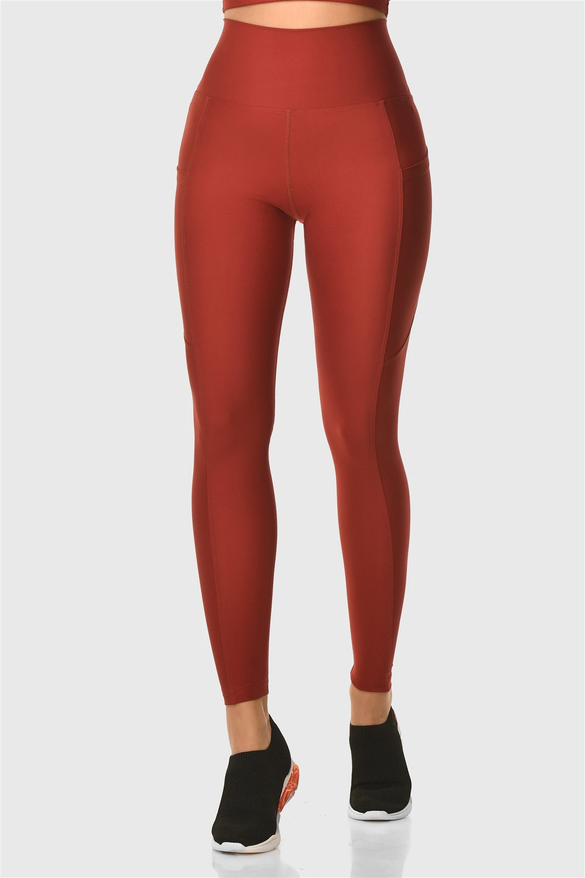 Superstacy High Waist Pockets Burgundy Sports Leggings