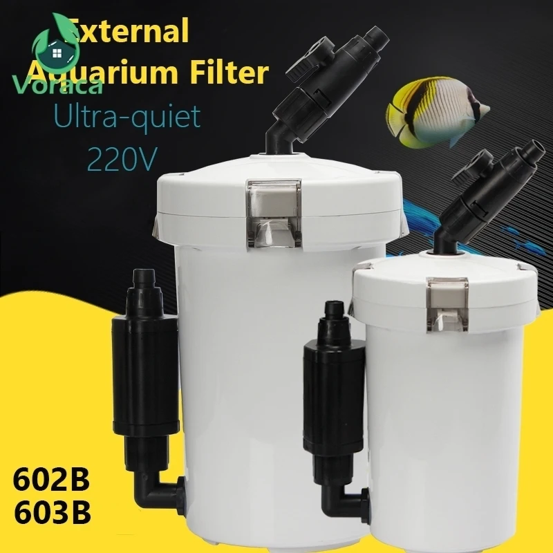 

Adjustable Flow 220V 6W 400L/H External Aquarium Filter Canister Ultra-quiet Fish Tank Filter Bucket Aquarium HW-603B/HW-602B