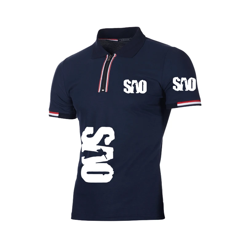 

NEW Fashion trend Summer new Men's tops Anime Sword Art Online Solid color high quality cotton Striped SAO Men's polo shirt