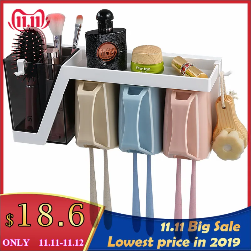 Настенный держатель для зубных щеток ванной комнаты настенный с тремя стойками