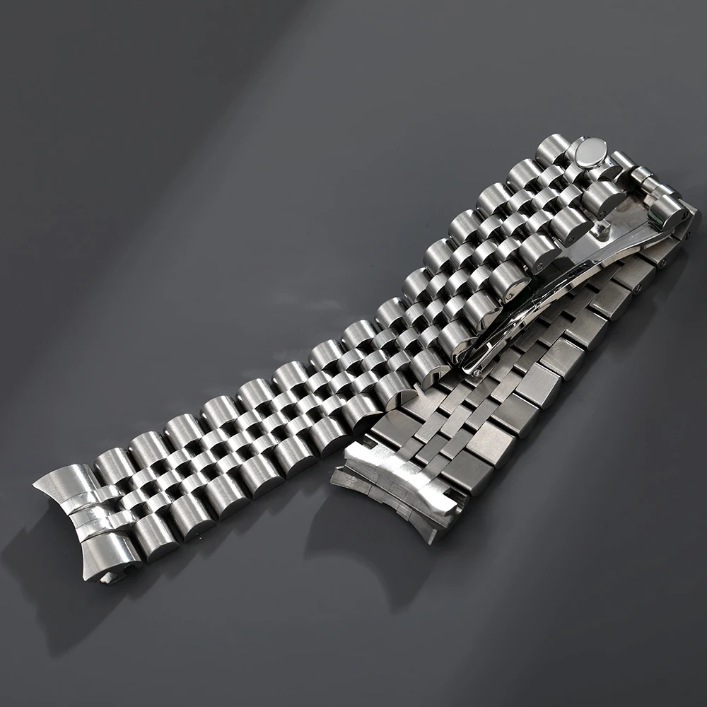13mm  17mm 20mm 21mm 316L Solid Stainless Steel Jubilee Curved End Watch Strap Band Bracelet  Fit For Rolex