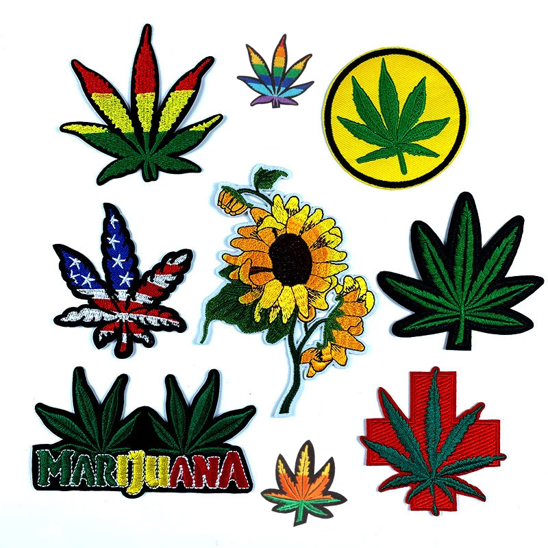 Значки с листьями патчи утюгом и цветами для одежды наклейка рок полосой на