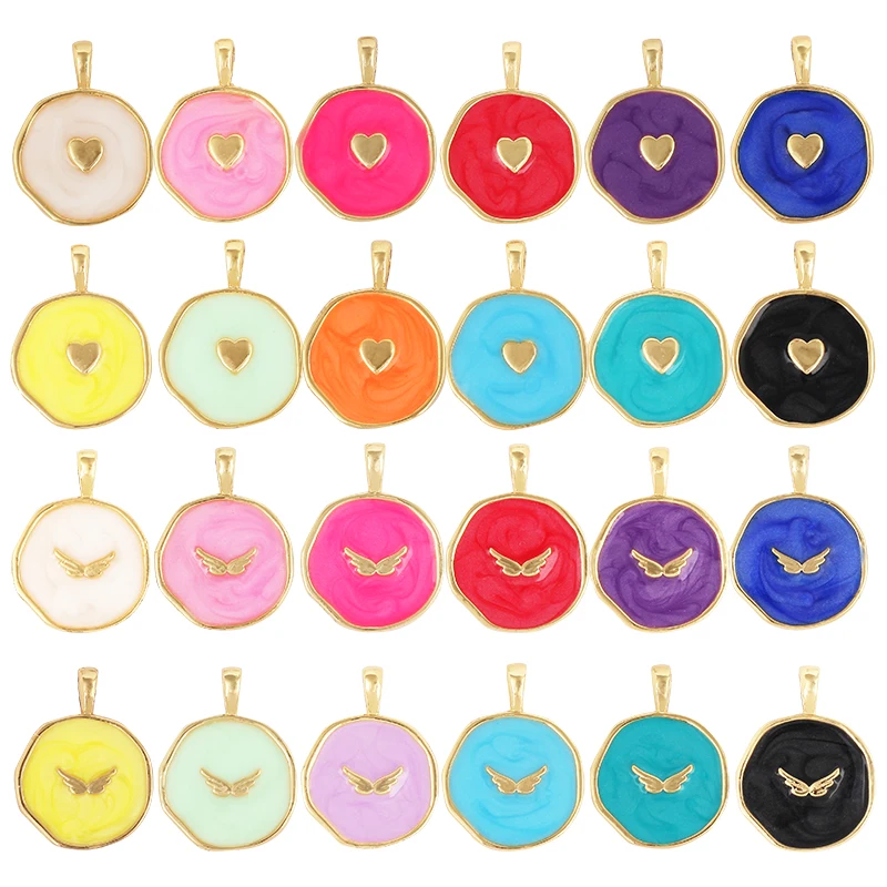 

Dangle Heart Angel Enamel Charm Pink Orange Turquoise Red Pendant Oil Dropped,Real Gold Plated Colour,Necklace Bracelet Pendant