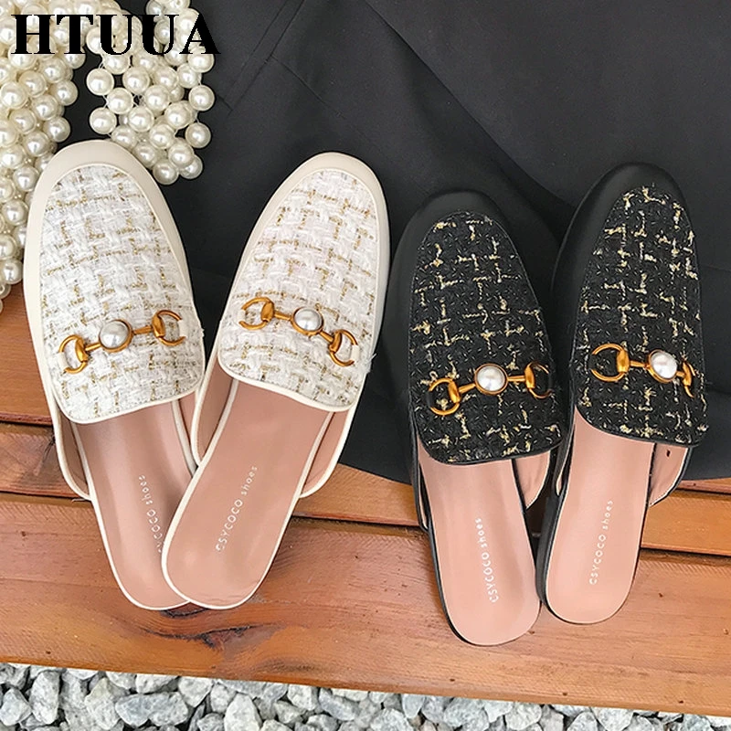 HTUUA/2019 женские сабо балетки на плоской подошве Лоферы без застежки модные