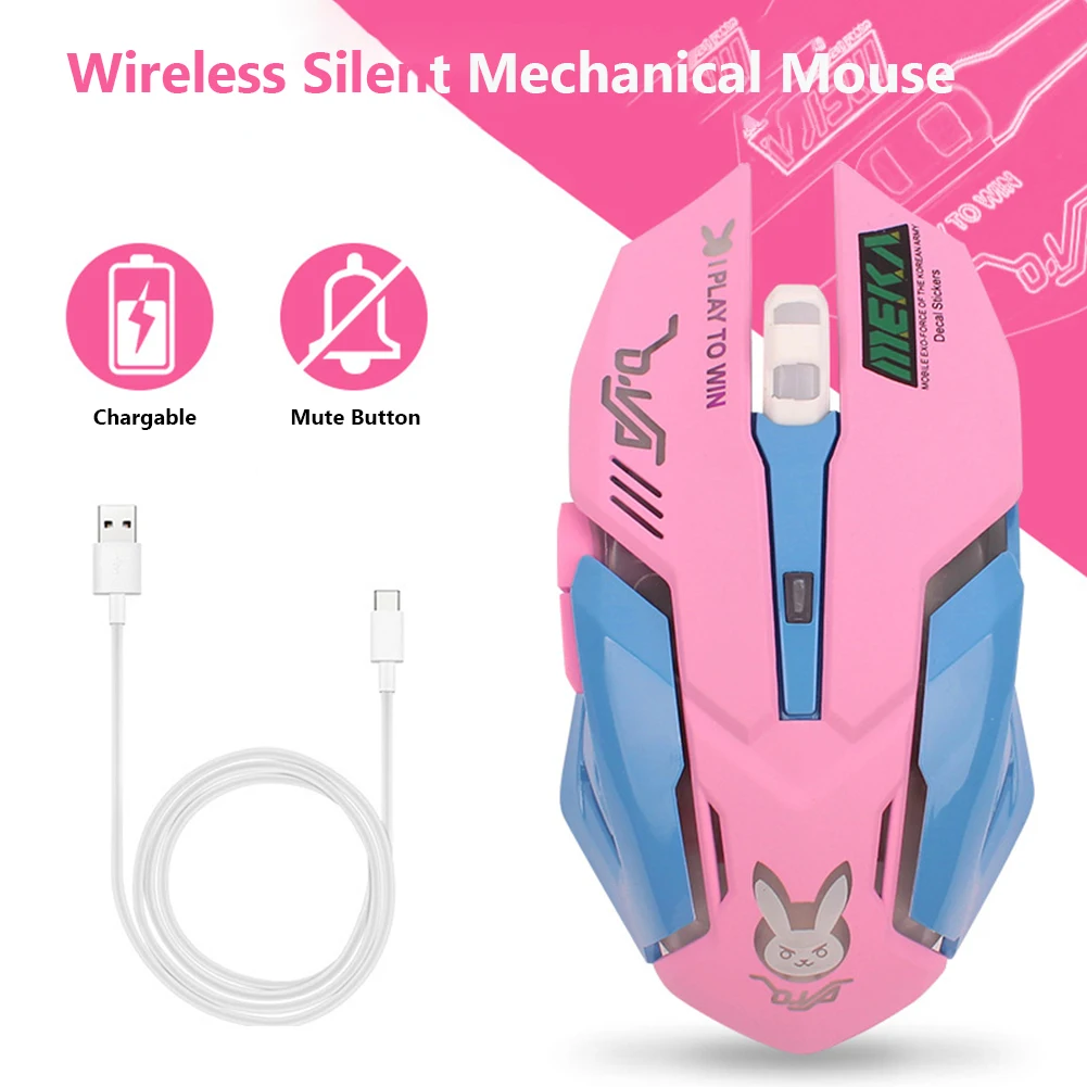 

2.4GHz Wireless Gaming Optical Mouse Colorful Backlight Rechargeable 3 Gears 2400DPI Adjustable Ergonomic 6 Buttons Mute Mice