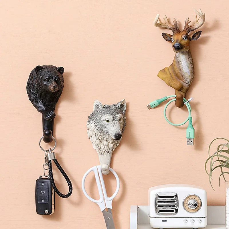 

Креативные американские ключницы в стиле ретро крючки в виде животных, голова оленя, декоративный крючок, аксессуары для украшения дома для...