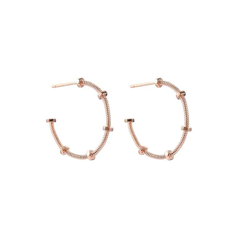 

TIMEONLY Minimalist Small Beads Circle Earrings for Women Gold Color Large Hollow C Shape Hoop Earrings Vintage Party Jewelry