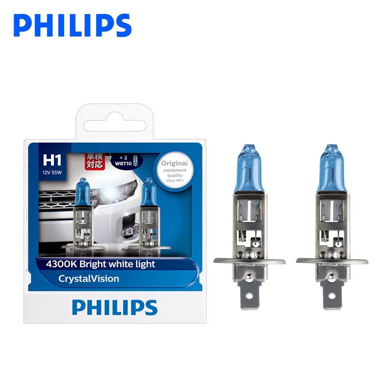 Лампы Philips H1 12 В 55 Вт Crystal Vision 4300K галогенные лампы с ярсветильник Том