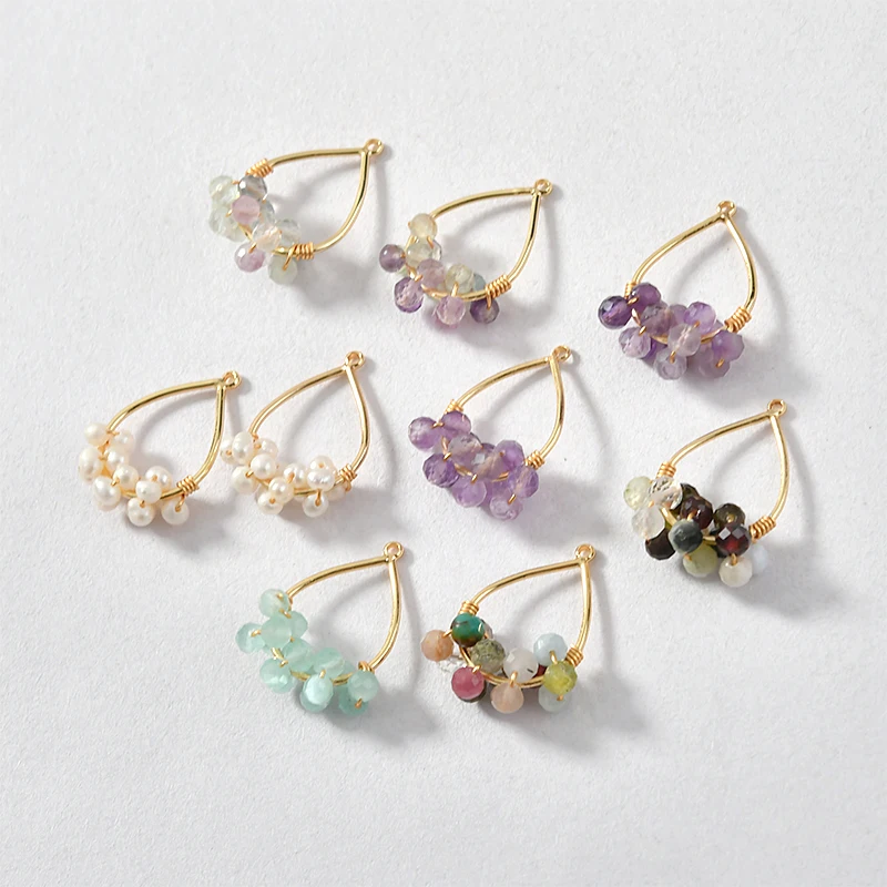 На заказ натуральный пресноводный жемчуг турмалин аметист флюорит подвеска