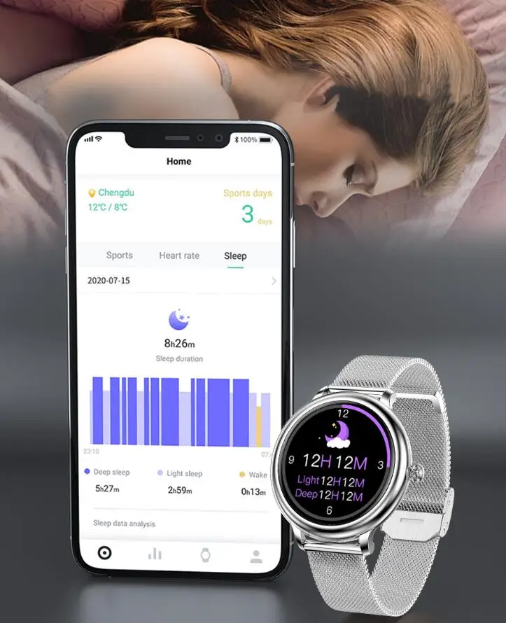 

Women Smart Watch Fitness Tracker Bluetooth Sports Watches with Heart Rate Monitor Blood Oxygen Meter Waterproof for Android iOS