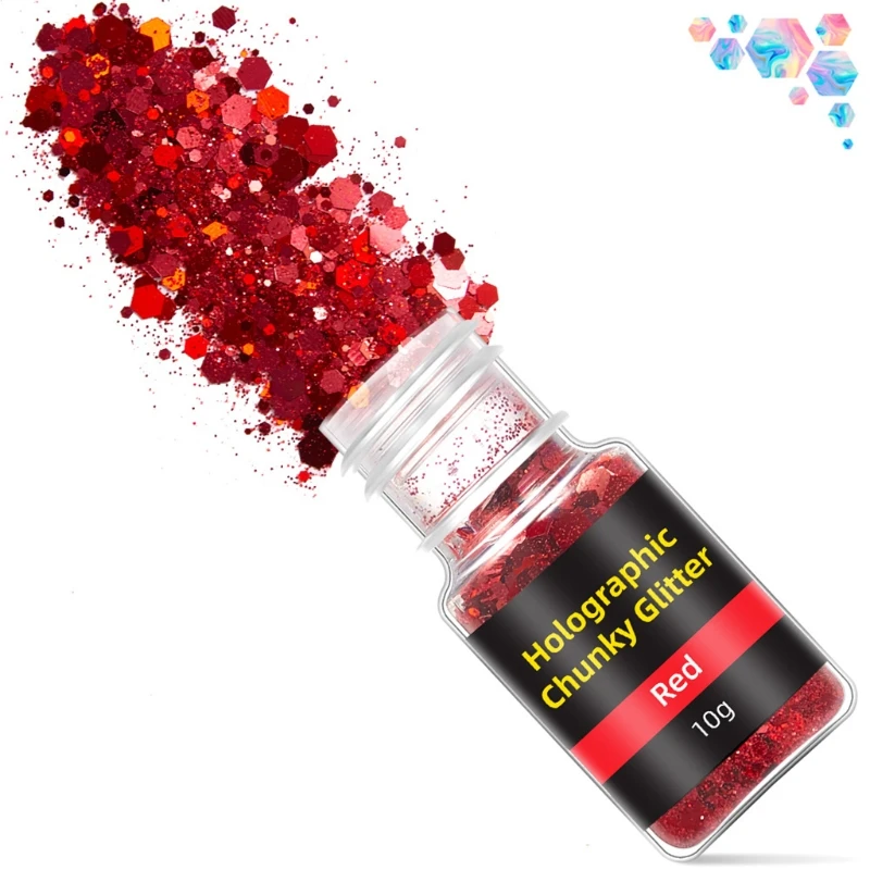 

12/18/24 Colors Holographic Chunky Glitter Sequins Mixed Flakes Set DIY Crafts Nail Art Stickers