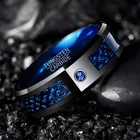 Модные мужские кольца 8 мм из углеродного волокна с голубым цирконием 100% вольфрамовые карбидные кольца для мужчин с черным драконом