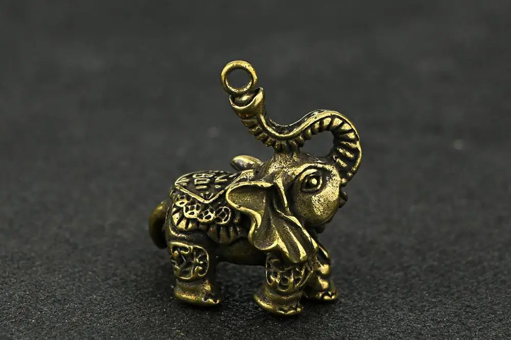 Ретро латунный слон кулон брелок кольцо орнамент миниатюрный фитинг Украшение