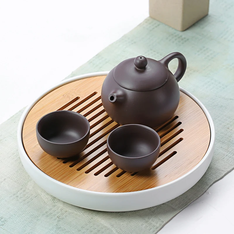 

Purple Clay Tea Set Luxury Office Chinese Kung Fu Tea Set Retro Japanese Vintage Teapot Juego De Te Teaware With Tray EF60CJ