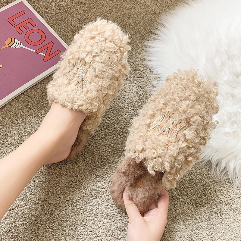 Vesyrion/зимние женские домашние модные тапочки Теплая обувь удобная меховая без