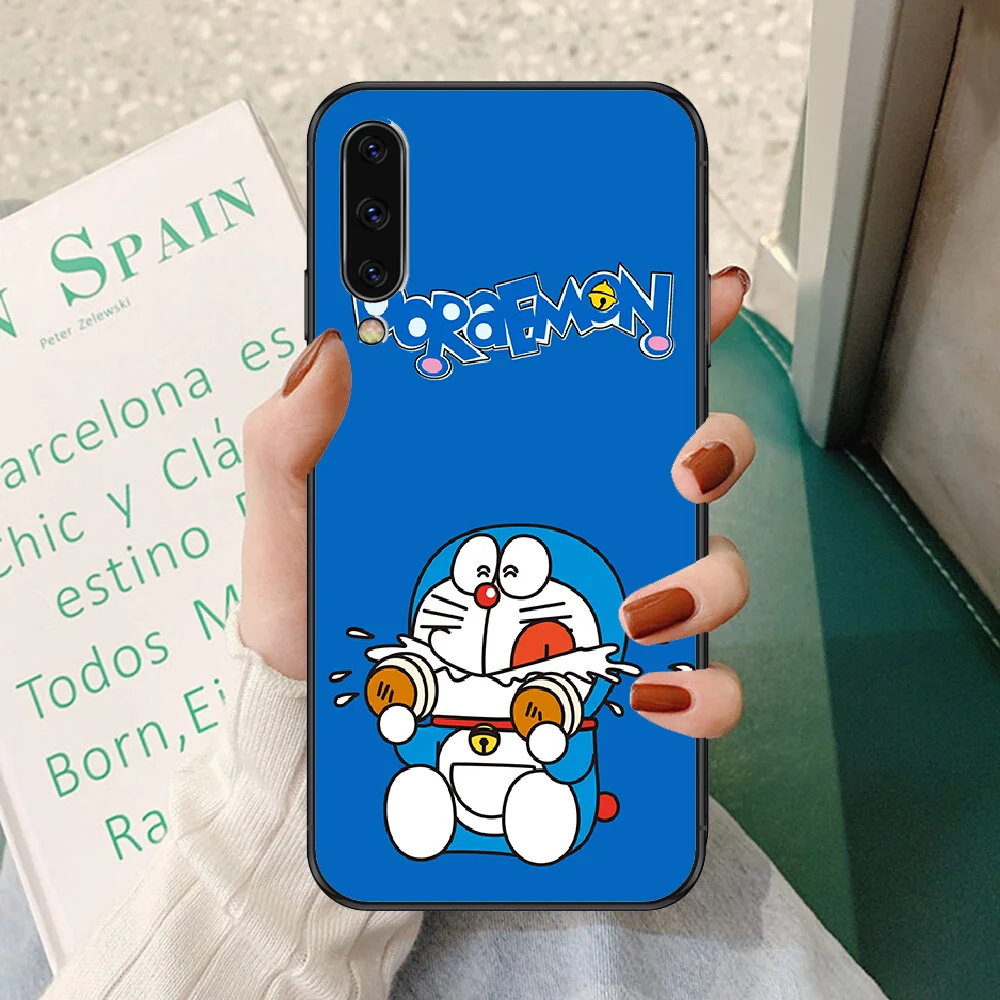Чехол для телефона с Аниме Doraemon Blue Cat Samsung Galaxy A 3 5 7 8 10 20 21 30 40 50 51 70 71 E S 2016 2018 4G black luxury