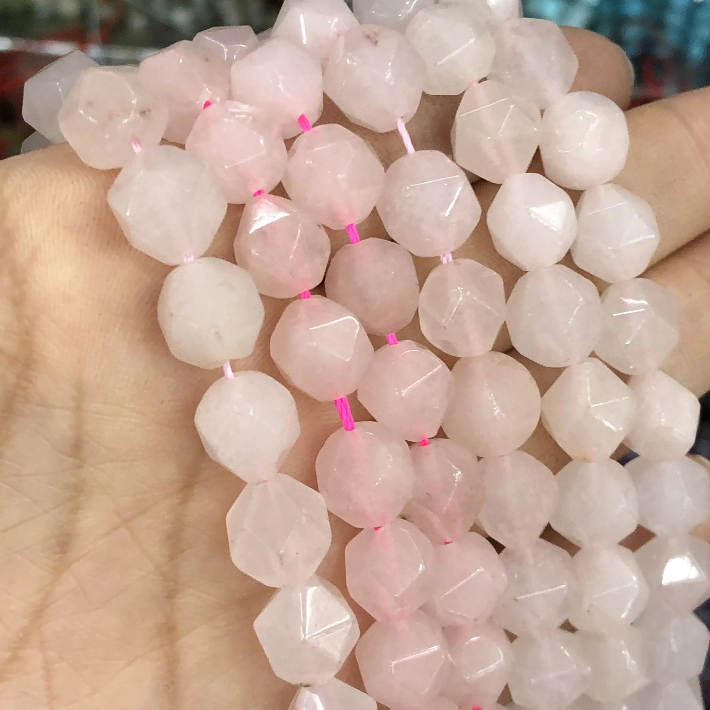 

Wholesale Natural Faceted Pink Crystal Stone For Jewelry Making DIY Gift Bracelet Necklace Loose Beads 6 8 10 mm Strand 15''