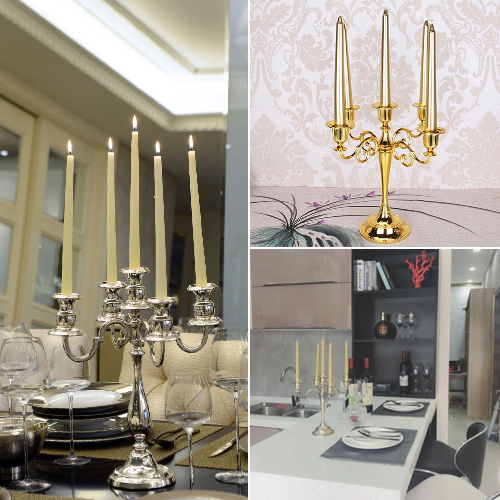 Металлический серебристый/золотой/Бронзовый/черный подсвечник с 5 дужками