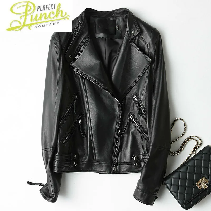 Women Jacket Genuine Bomber Sheepskin Leather Streetwear Spring Autumn Outwear 2021 CF18-2148 MF525