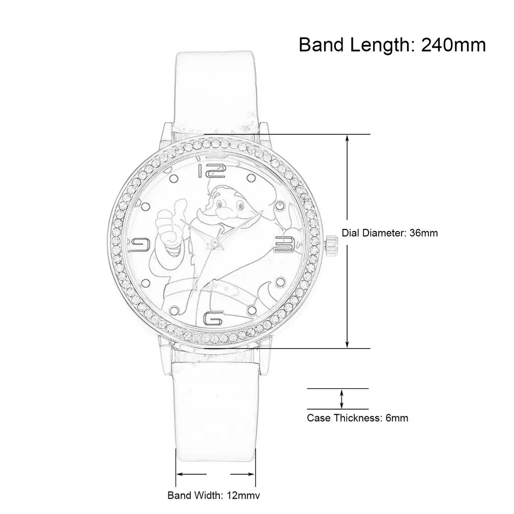 Милые кварцевые наручные часы с изображением Санта Клауса украшенные стразами
