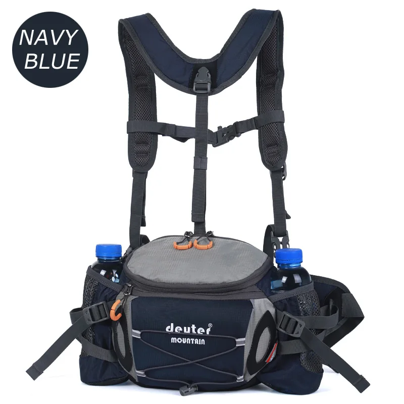 Navy Уличные поясные сумки для бега, пешего туризма, велоспорта, многофункциональный большой светильник для 6 бутылок, рюкзак, дизайн для мужчин и женщин, поясная сумка - Цвет: Navy