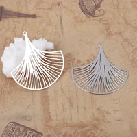 ginkgo leaf charms iron based filigree pendants alloy silver color filigree 3938mm for diy jewelry finding accessories 2 pcs