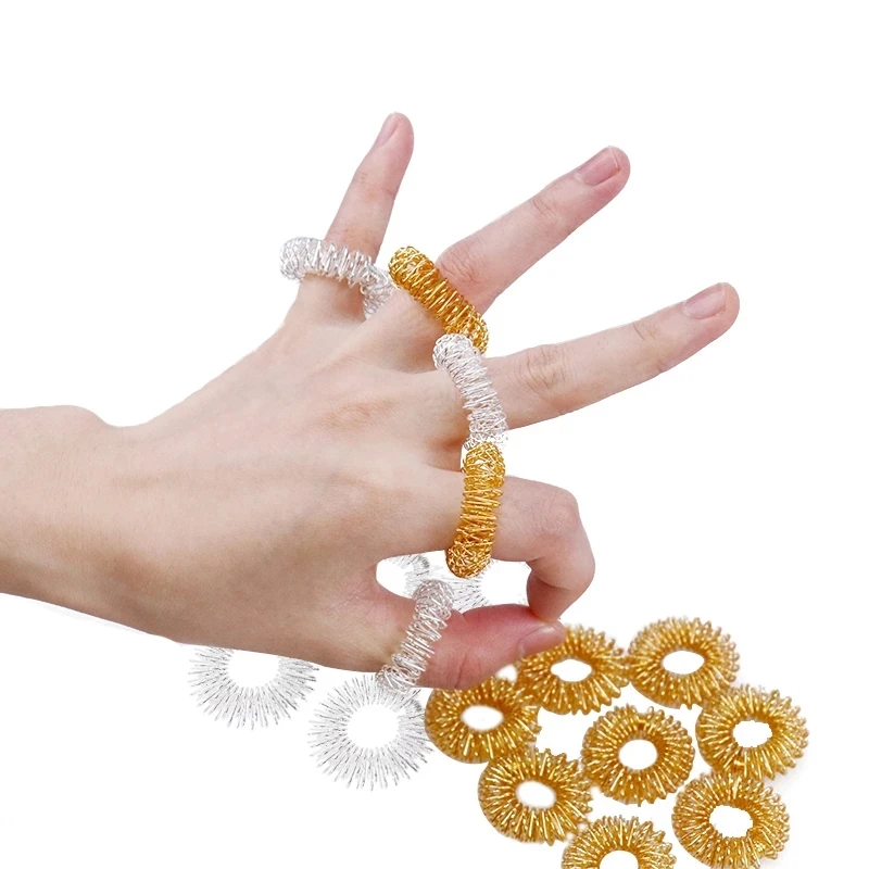

5/10/20pcs/Set Stainless Steel Finger Massage Ring Acupuncture Ring Therapy Relax Hand Blood Circulation Pain Relief Health Care