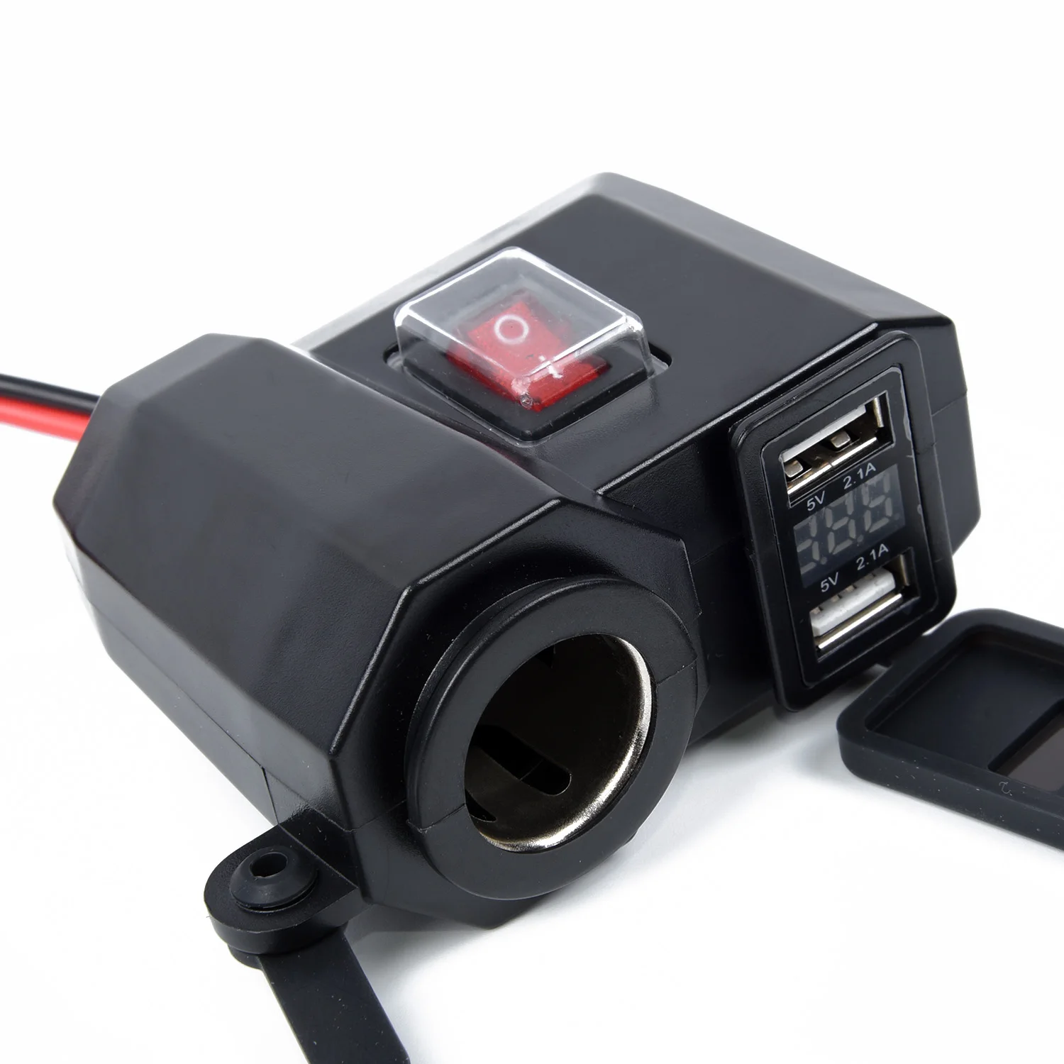 Зарядное устройство для мотоцикла 5 в 2,1 а с двумя usb-портами и разъемом для прикуривателя с водонепроницаемым автономным переключателем